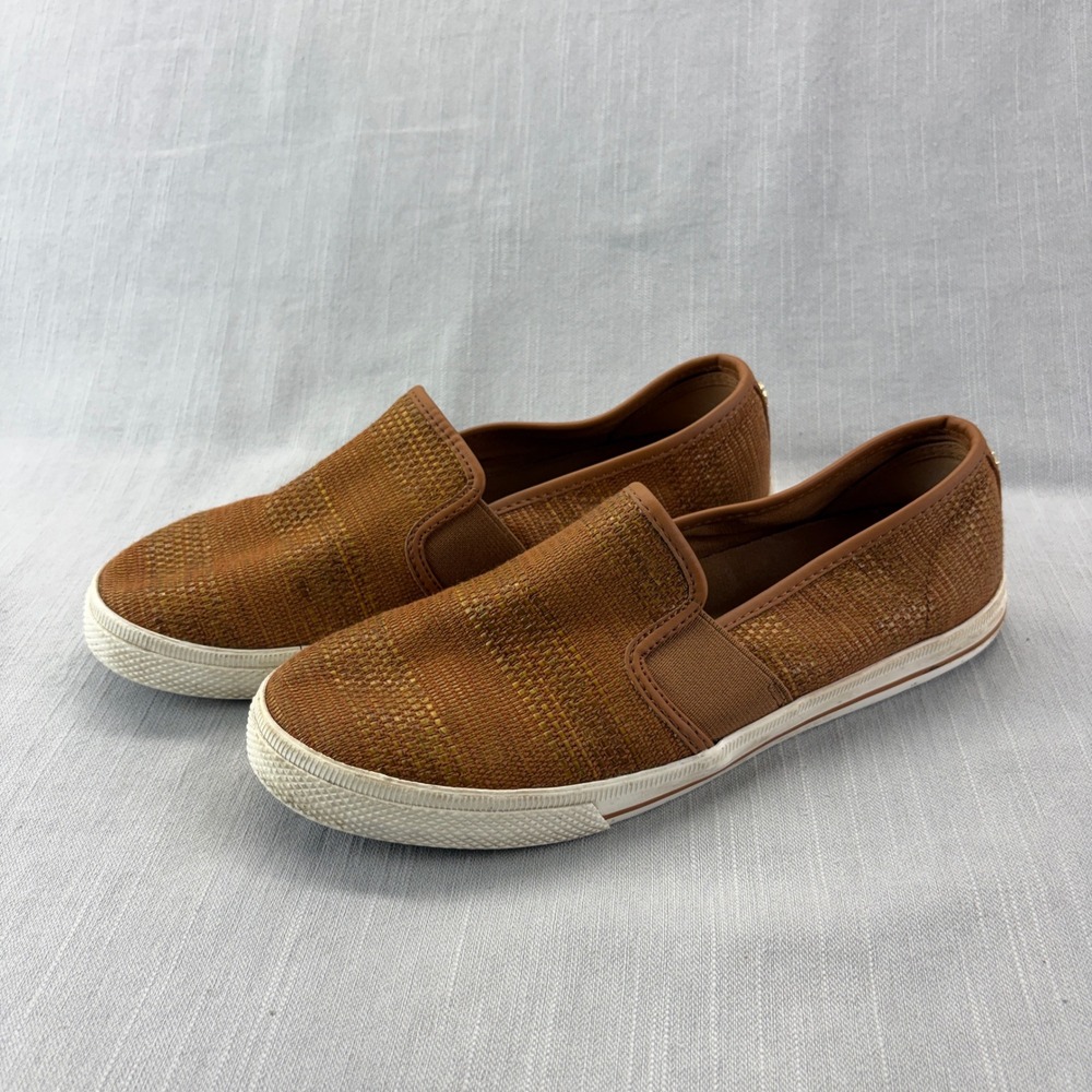 Lauren Ralph Lauren Slip On Sneakers Womens 8B Jinny Brown Woven Woven Loafers